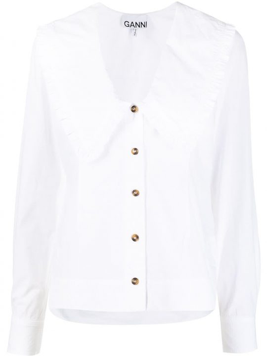 GANNI ruffled exaggerated collar blouse